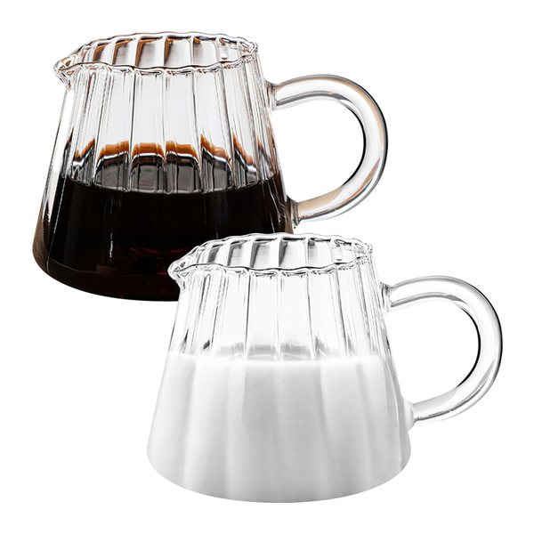 Glass Pitcher, Wave Shaped Glass Creamer Pitcher, Glass Tea Pitcher