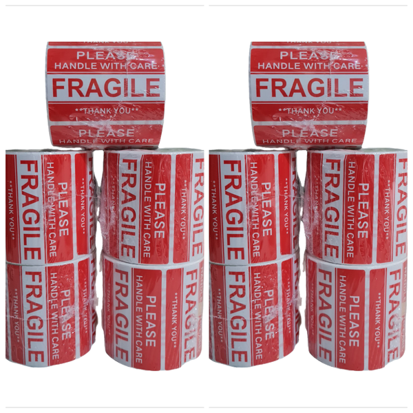 5000 Pieces Fragile Stickers 50x76mm - 10 Rolls