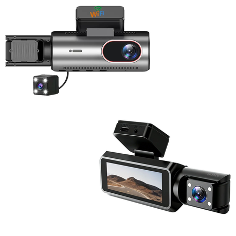 HUAOI 3Lens 1080P Dash Cam | Front,Cabin&Rear Recording|Night Vision & WiFi Image