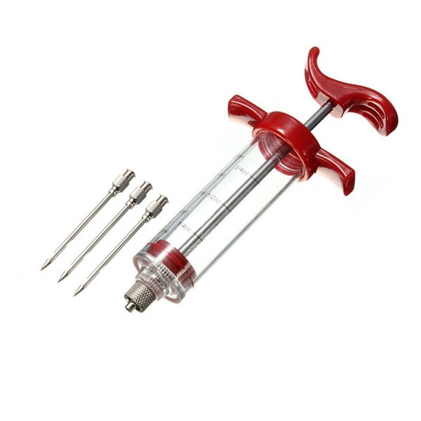 Meat Injector Syringe - 3 Marinade Injector Needles for BBQ Grill, Seasonin