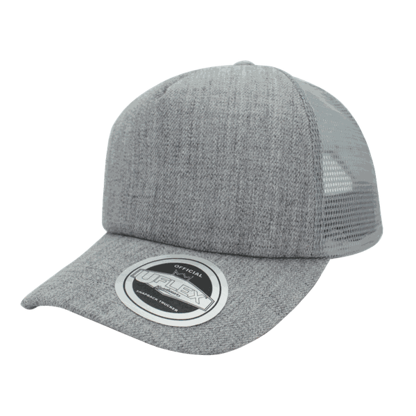 Rebound Grey Melange Uflex Curved Peak Trucker Cap Hat One Size Fits All