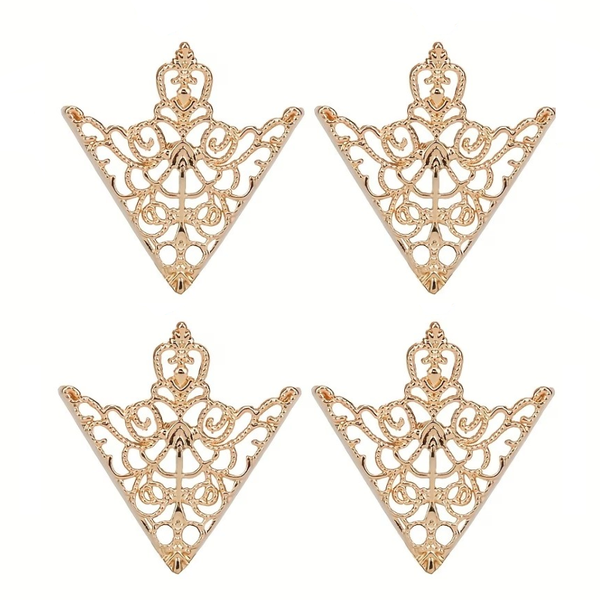 4 Piece Vintage Filigree Shirt Collar Clip Brooch