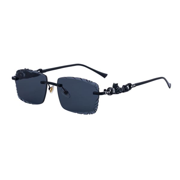 Leopard Diamond Cut Frameless Sunglasses Men Luxury UV400