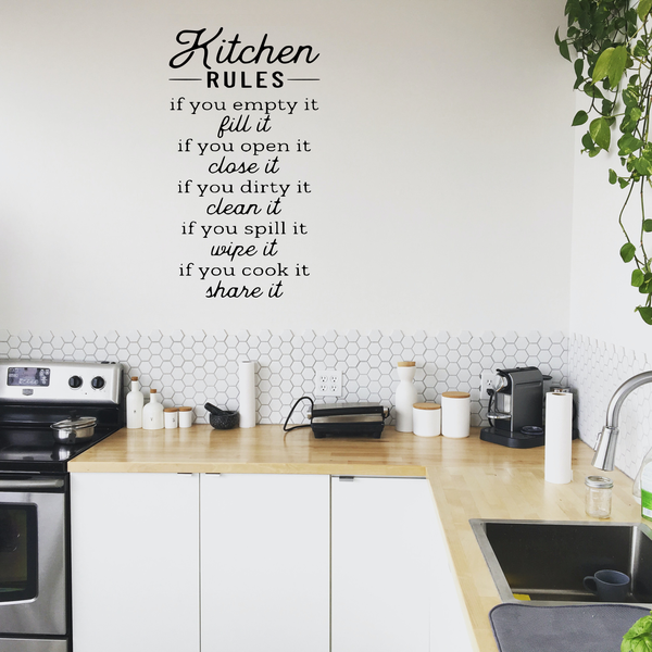 Black Vinyl Home Decor Wall Art - Kitchen Rules