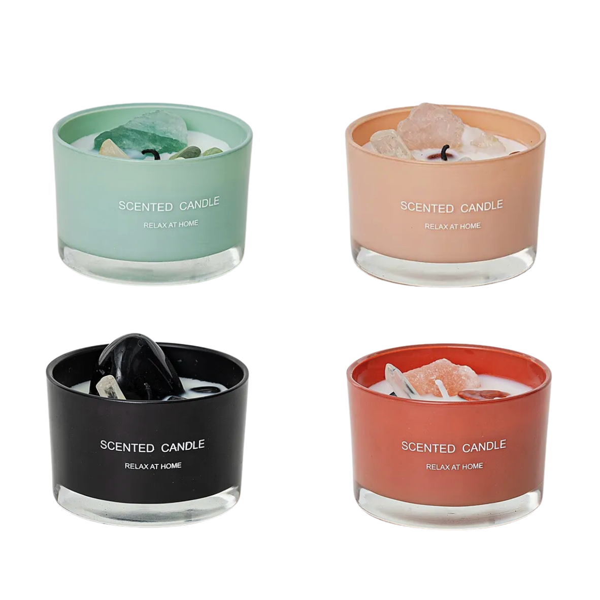 Set of Scented Candles with Semi-Precious Stones