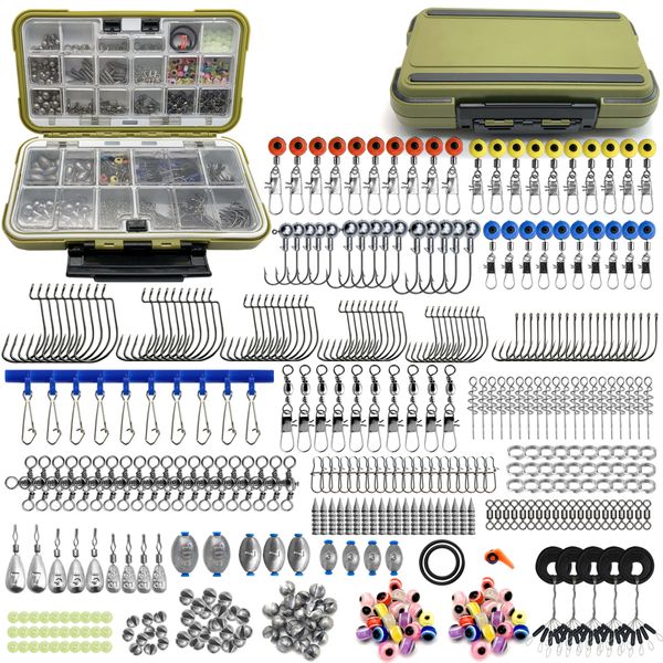 410-piece Fishing Lures Kit for Freshwater Soft Plastic Fishing Accessories