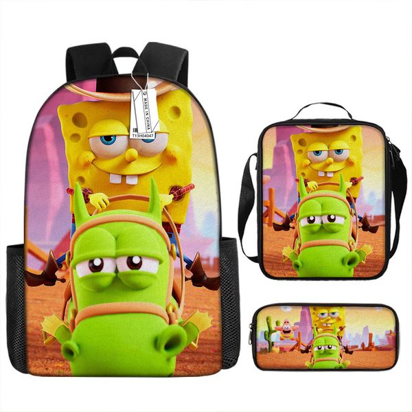 3-Piece Kids School Essentials: Backpack, Lunch Box &amp; Pencil Case SpongeBob