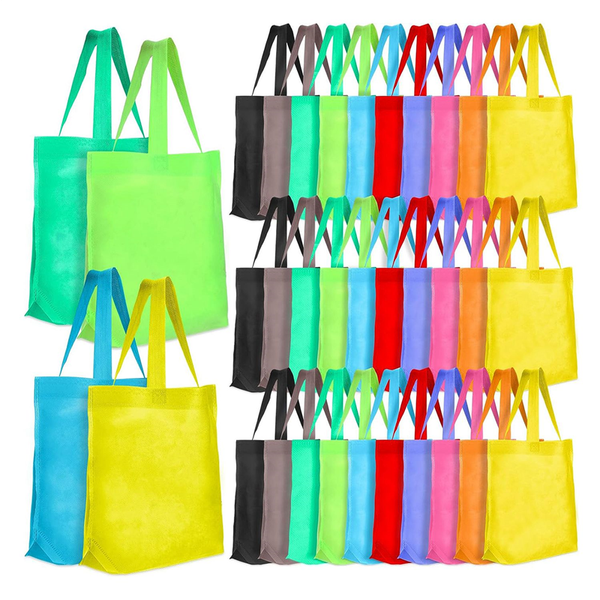 50 Pieces Non Woven Reusable Bags Multi Color Tote Gift Bags