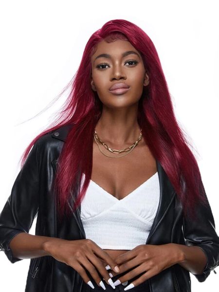 Glueless Full Frontal Wig -Maroon Color 22inch
