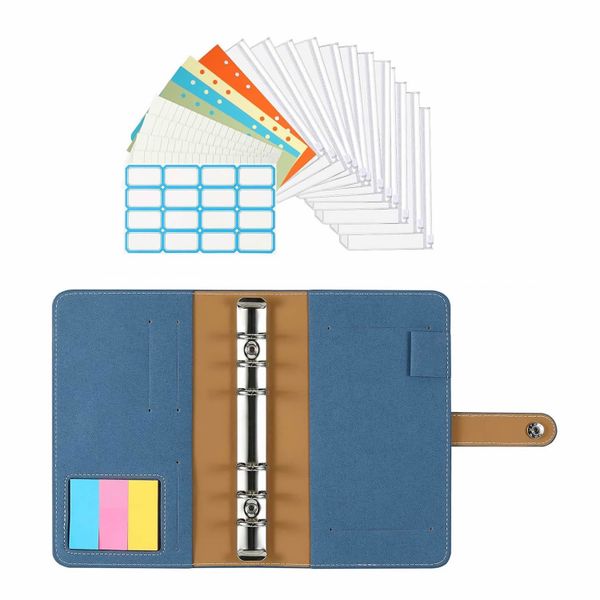 A6 Budget Binder, Pu Leather Cover with 12Pcs Binder Pockets