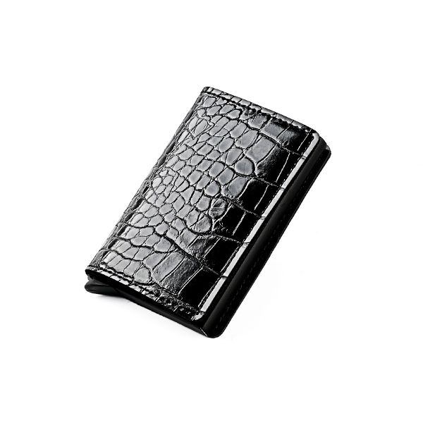 Anti -Thief PU Leather Crocodile Credit Card Holder with Money Clip