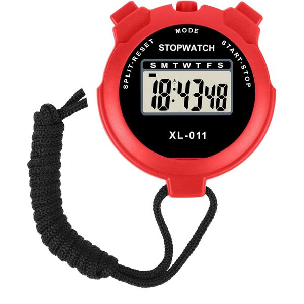 Digital Simple Stopwatch - Large Display, Single Lap Split, 12/24 Hour