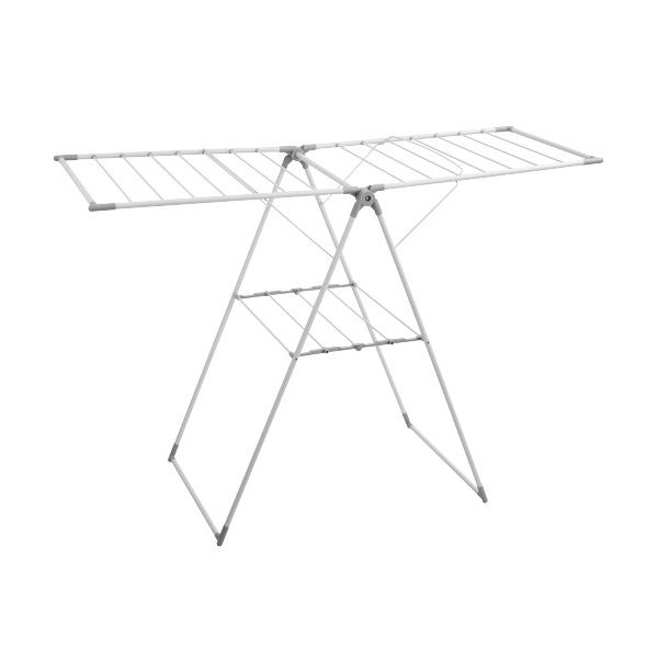 Folding Laundry Drying Rack - Clothes Stand with Multiple Hanging - Grey