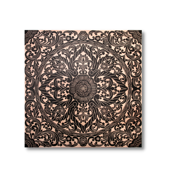 Delicately Carved Wood Art - Vintage Lace Black - 1000x1000mm
