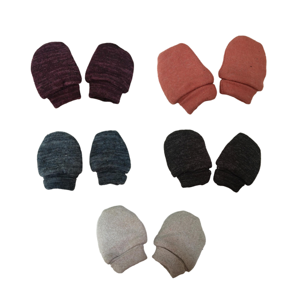 Baby Mittens Winter Knit Combo -5 Pack- Purple, Pink, Grey, Navy and Stone