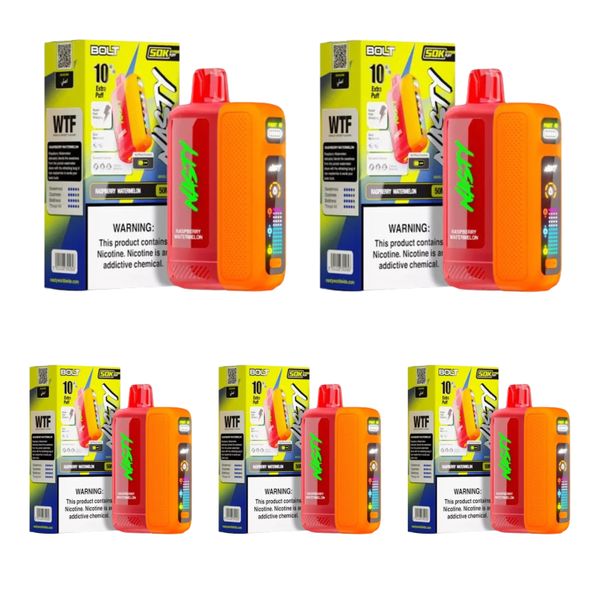 Nasty Bolt Hyperpuff 50000 Disposable Vape-Raspberry Watermelon (pack of 5)