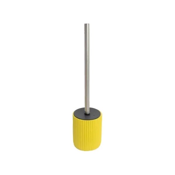 Ribbed Design Polyresin Toilet Brush Yellow