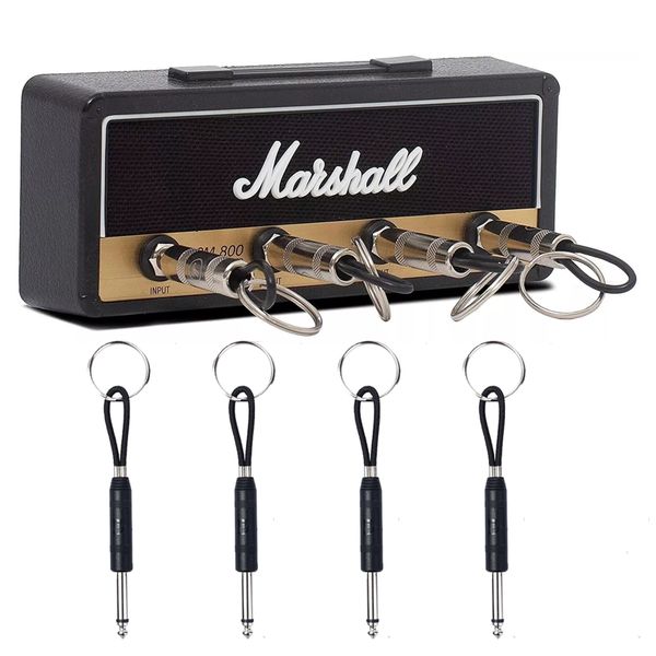 Jack Rack - Wall Mounting Guitar Amp Key Hanger with 8 Plug Keychains.