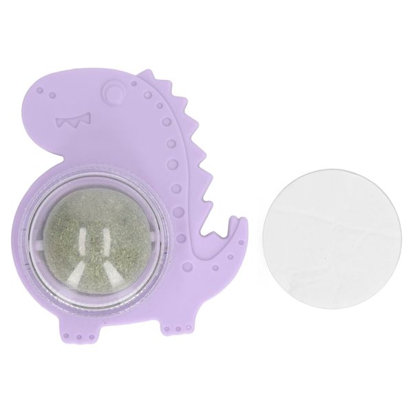 Catnip Ball 360 Degree Rotatable Adhesive Wall Cat Licking Ball Purple