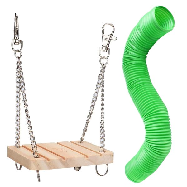 Pet Hamster Small Animal Hanging Cage Swing With Extendable Tunnel