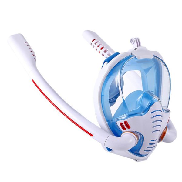 Professional Adult Full Face Snorkel Mask with Dual Breathing Tubes - S/M