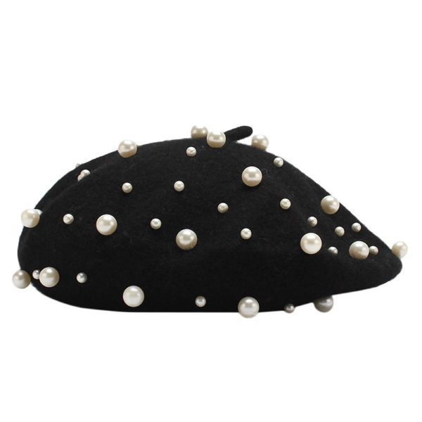 Winter Pearl Beret Hat For Women