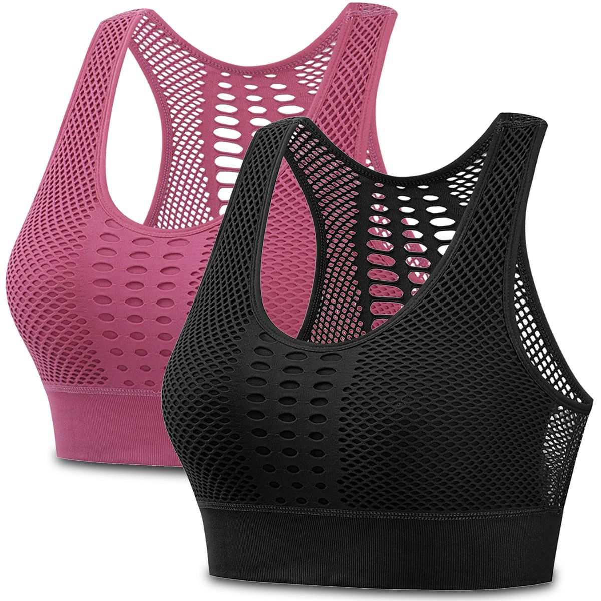 2-pack Sport Bras Breathable Women's Bra Mesh Hollow Fitness Workout Gym Bra