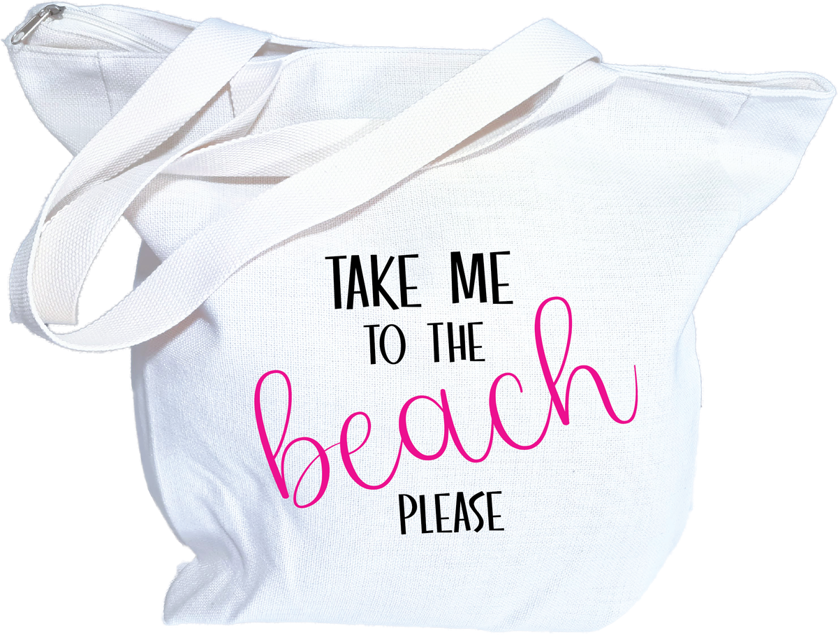 Beach Bag Printed - Take Me To The Beach Please - Linen Tote Beach Bag ...