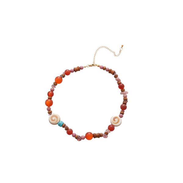 Personalized agate ceramic wooden beads beaded women's collarbone necklace