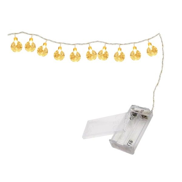 10 Bulb -LED Outdoor Bubble Ball String Lights With Warm Light -Transparent