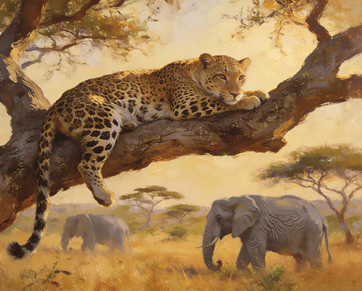 Modern Canvas Wall Art Home Decor - Leopard In The Safari