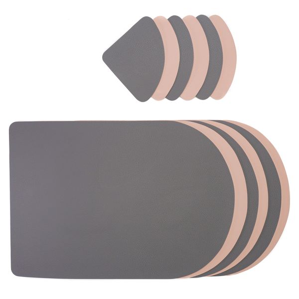 Leather Placemats - Faux - Grey and Nude