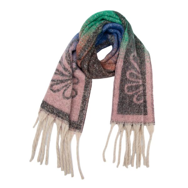 Boucle yarn imitation mohair jacquard small flower scarf