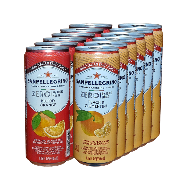 San Pellegrino | Zero Added Sugar | Blood Orange &amp; Peach | 330ml | 12 Pack