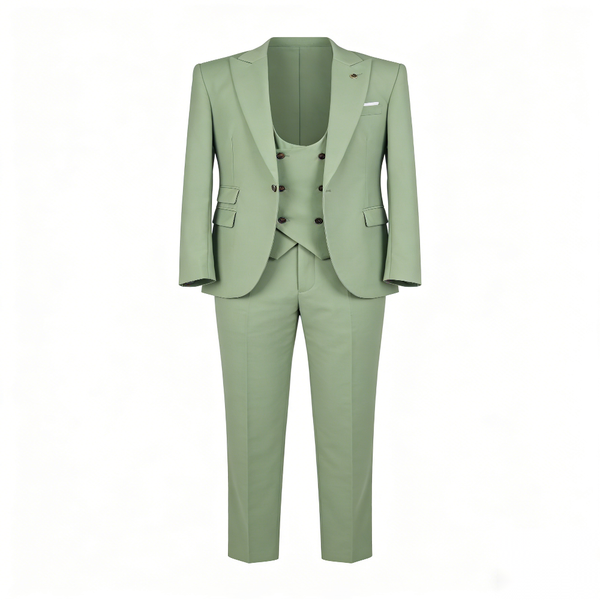 Men's Premium 3-Piece Tailored Fit Suit Set - Light Green Lively