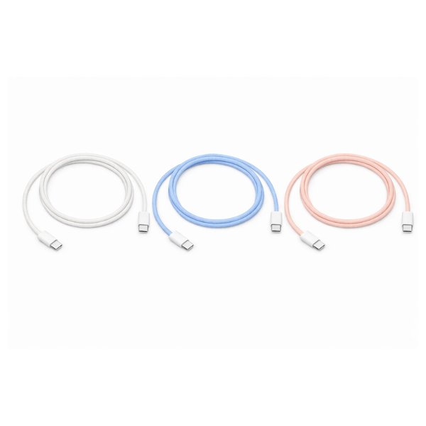 60W Fast Charge USB-C Braided Cable 3-Pack - Starlight, Pink &amp; Blue (1 m)
