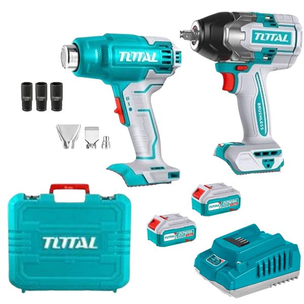 Total Tools - Impact Wrench 850Nm &amp; Heat Gun, 2 x 5Ah Batteries &amp; Charger
