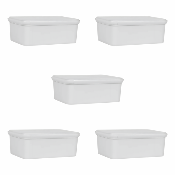 2Lt Ice Cream &amp; Storage Container White With Lid - Pack of 5