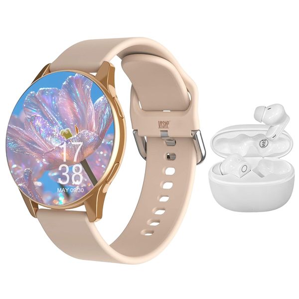 VSP Smartwatch &amp; Bluetooth Earbuds Combo for Women - Pink Design, 1.52" HD