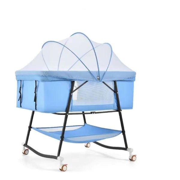 Perfect quality comfortable baby toddler bed, baby Cradle swing crib (blue)