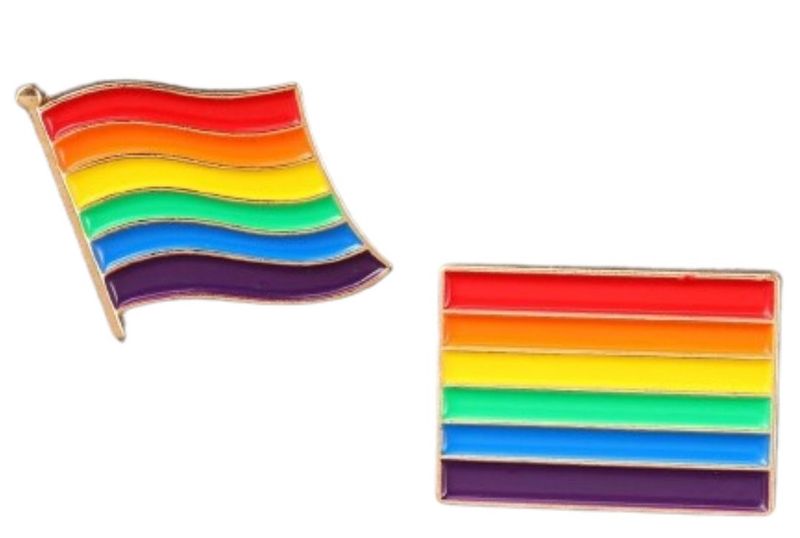 Two Brooches or Pins with Pride Flags as Accessory