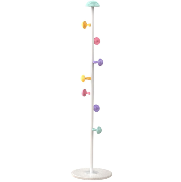 Mushroom Coat Rack, Metal Coat Tree Stand with 7 Hooks Resin Baseplate
