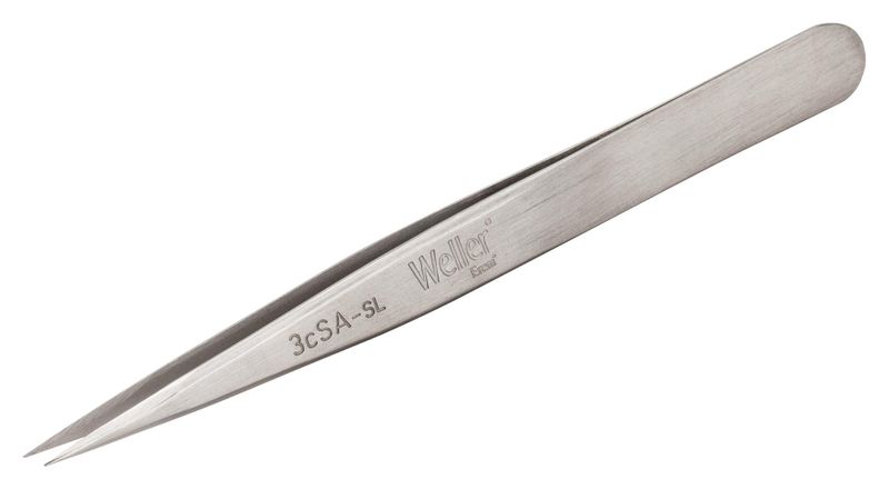 Weller Erem (3CSA) Tweezer, Precision, Straight, Pointed, Stainless Steel