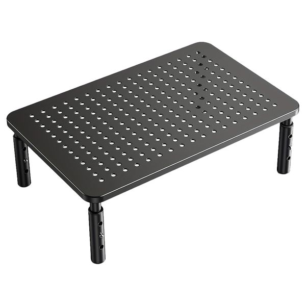 Adjustable Monitor Stand Riser Ventilated Metal Platform - Black