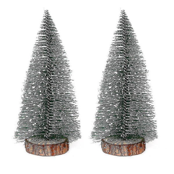 YS-2 Mini Christmas Trees, Trees With Wood Base, Xmas Tabletop Trees