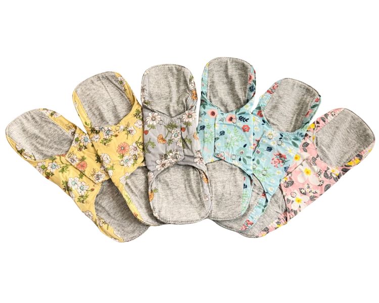 6-Pack Floral Reusable Sanitary Pads - Large