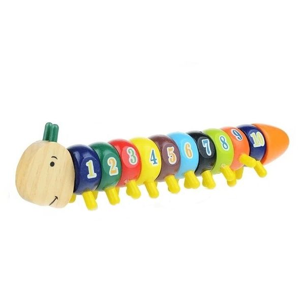 Kids Early Educational Rainbow Wooden Caterpillar Basic Math Sorting Toy