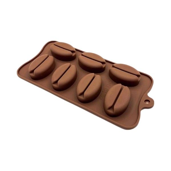 1 Piece - 7-Hole Coffee Bean Shaped Silicone Mold - Brown