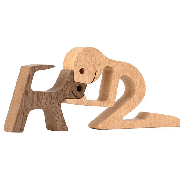 Home Wooden Dog And Boy Ornament For Bedroom Desktop Office Decoration 23cm