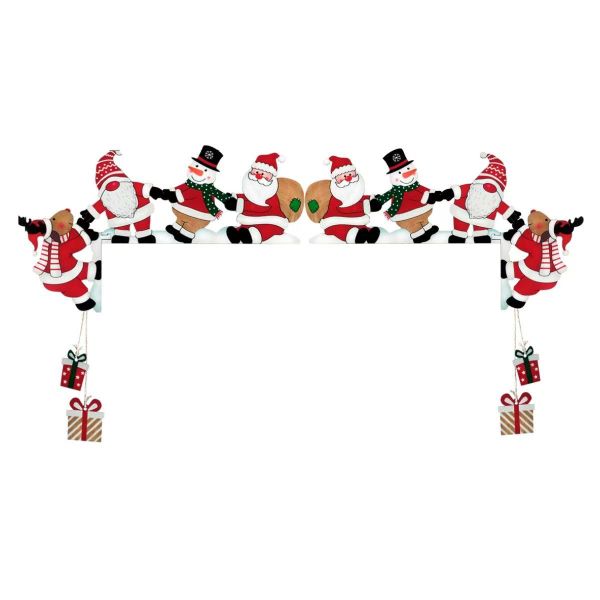 Christmas Door Topper Door Frame Decoration Corner Decor Elk Pulling Santa